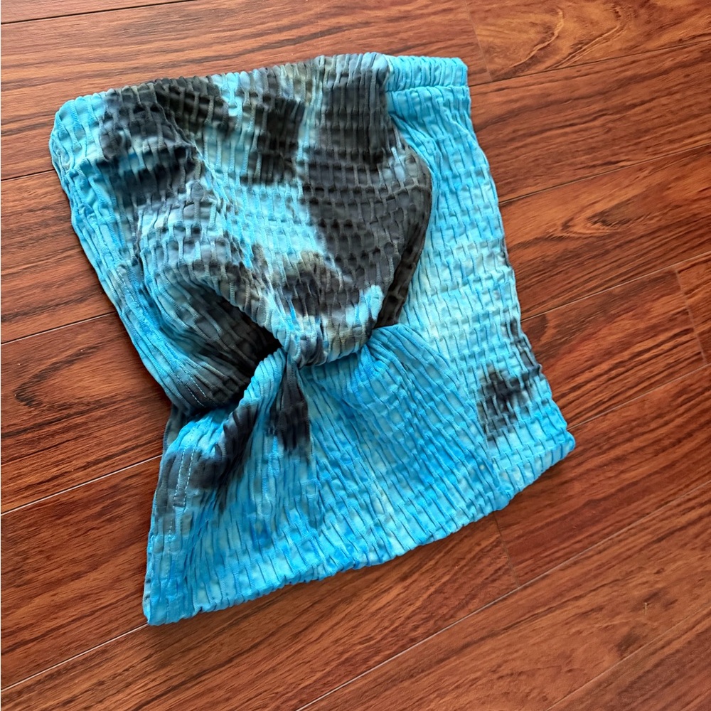 Blue and Black Tie-Dye Tube Top